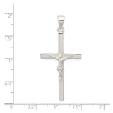 Sterling Silver Crucifix Cross Pendant with Detailed Jesus Figure, Christian Religious Charm