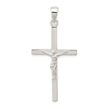 Sterling Silver Crucifix Cross Pendant with Detailed Jesus Figure, Christian Religious Charm