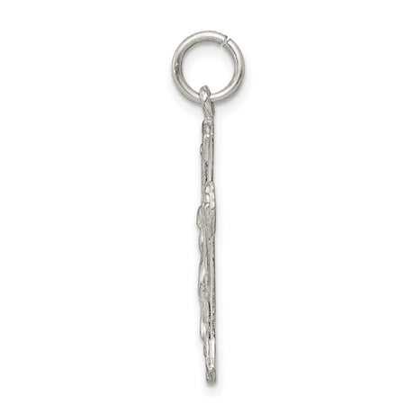 Sterling Silver Crucifix Cross Pendant with Flared Tips and Detailed Jesus Design