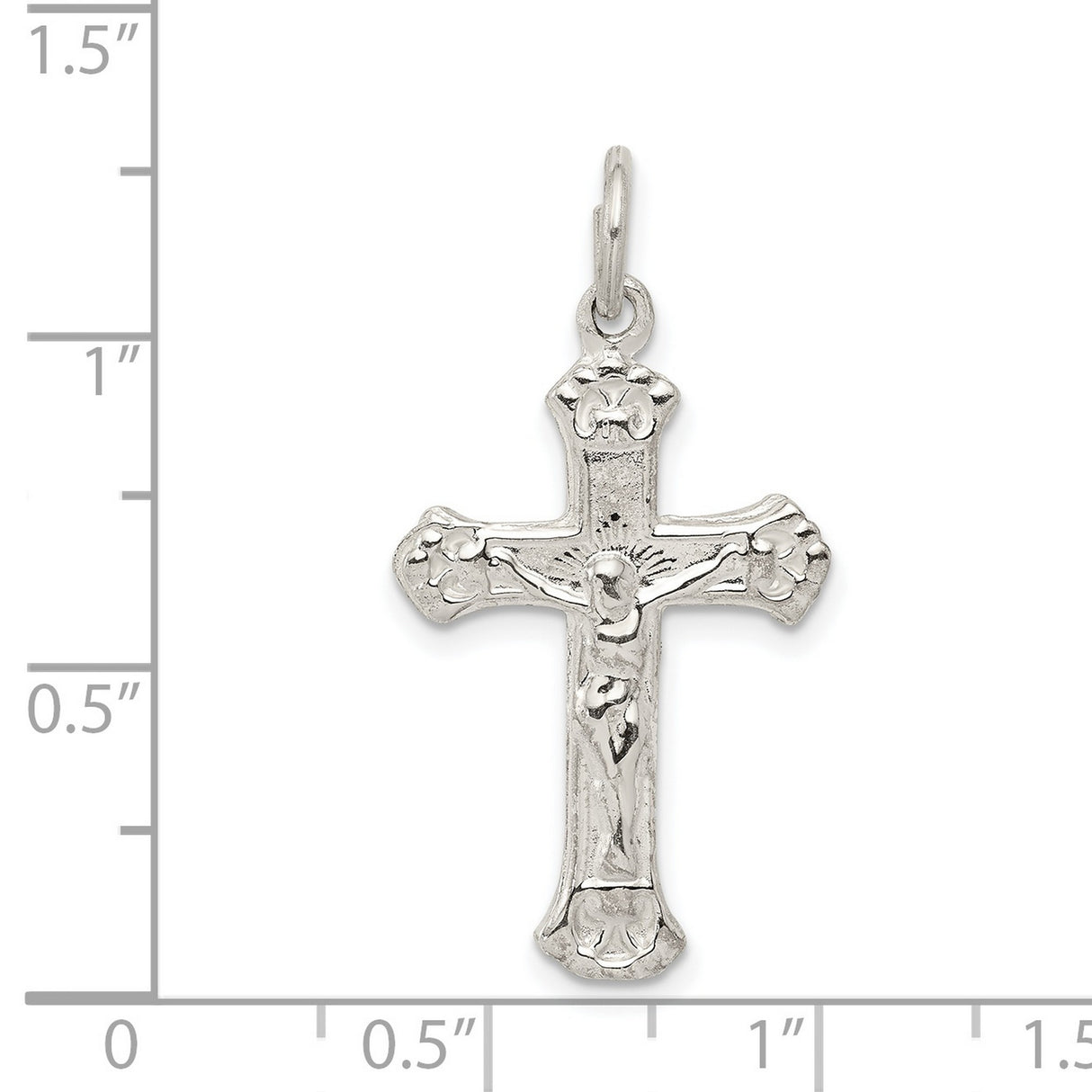 Sterling Silver Crucifix Cross Pendant with Flared Tips and Detailed Jesus Design