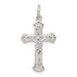 Sterling Silver Crucifix Cross Pendant with Flared Tips and Detailed Jesus Design