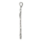 Sterling Silver Cross Pendant with Baroque Detailing, Starburst Accent, and Scrollwork Design