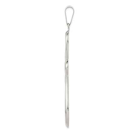 Sterling Silver Cross Pendant with Sleek Curved Design and Open Loop Detail