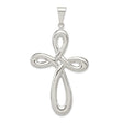 Sterling Silver Cross Pendant with Sleek Curved Design and Open Loop Detail