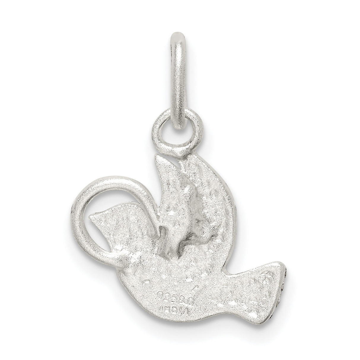 Sterling Silver Dove Pendant with Matte and Polished Wing Detail, Religious Christian Jewelry