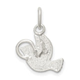 Sterling Silver Dove Pendant with Matte and Polished Wing Detail, Religious Christian Jewelry