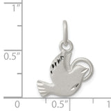 Sterling Silver Dove Pendant with Matte and Polished Wing Detail, Religious Christian Jewelry
