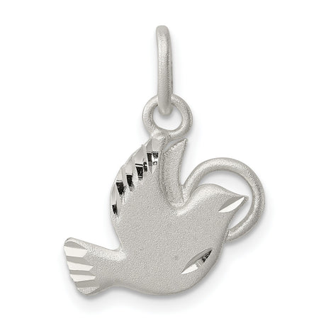 Sterling Silver Dove Pendant with Matte and Polished Wing Detail, Religious Christian Jewelry