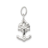 Sterling Silver Charm Pendant with Cross, Heart, and Anchor Symbols of Faith, Hope, and Love