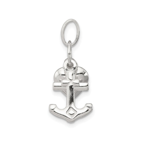 Sterling Silver Charm Pendant with Cross, Heart, and Anchor Symbols of Faith, Hope, and Love