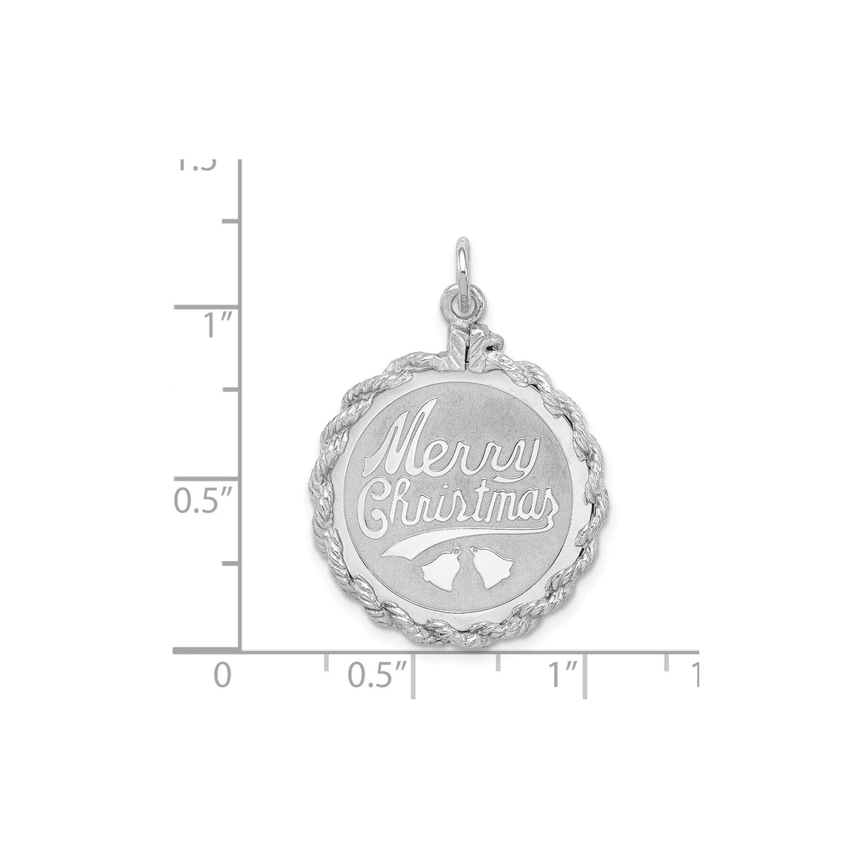 Sterling Silver Merry Christmas Pendant with Script and Holiday Bells Charm