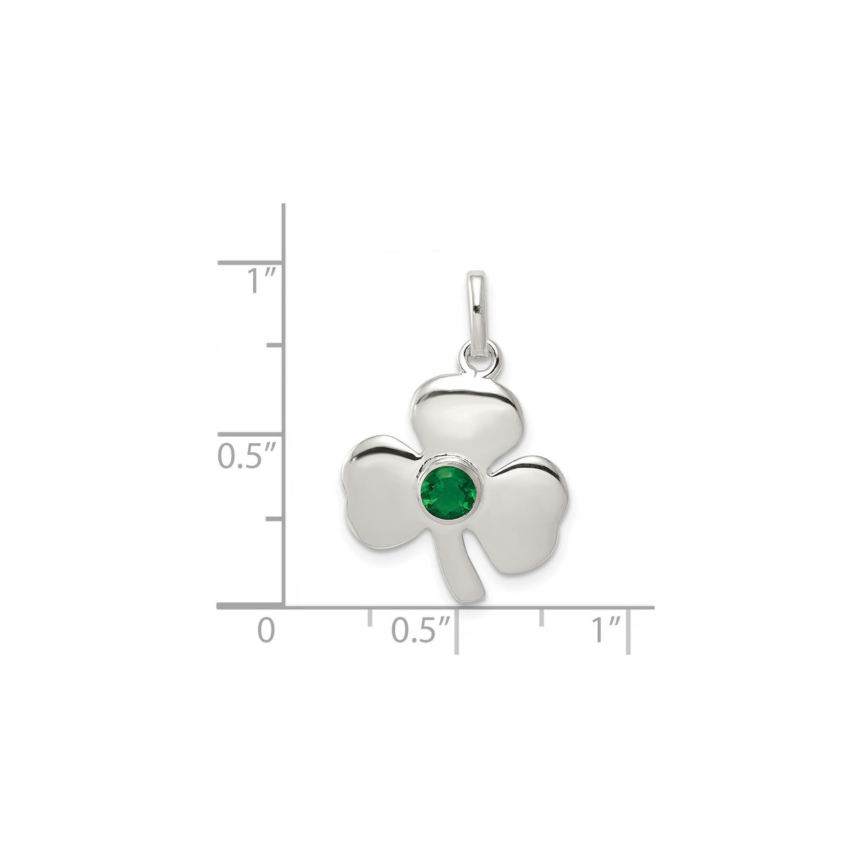 Sterling Silver Shamrock Pendant with Green Glass Gemstone, Celtic Irish Symbol for Luck and Heritage