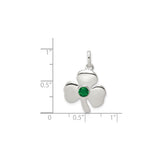 Sterling Silver Shamrock Pendant with Green Glass Gemstone, Celtic Irish Symbol for Luck and Heritage