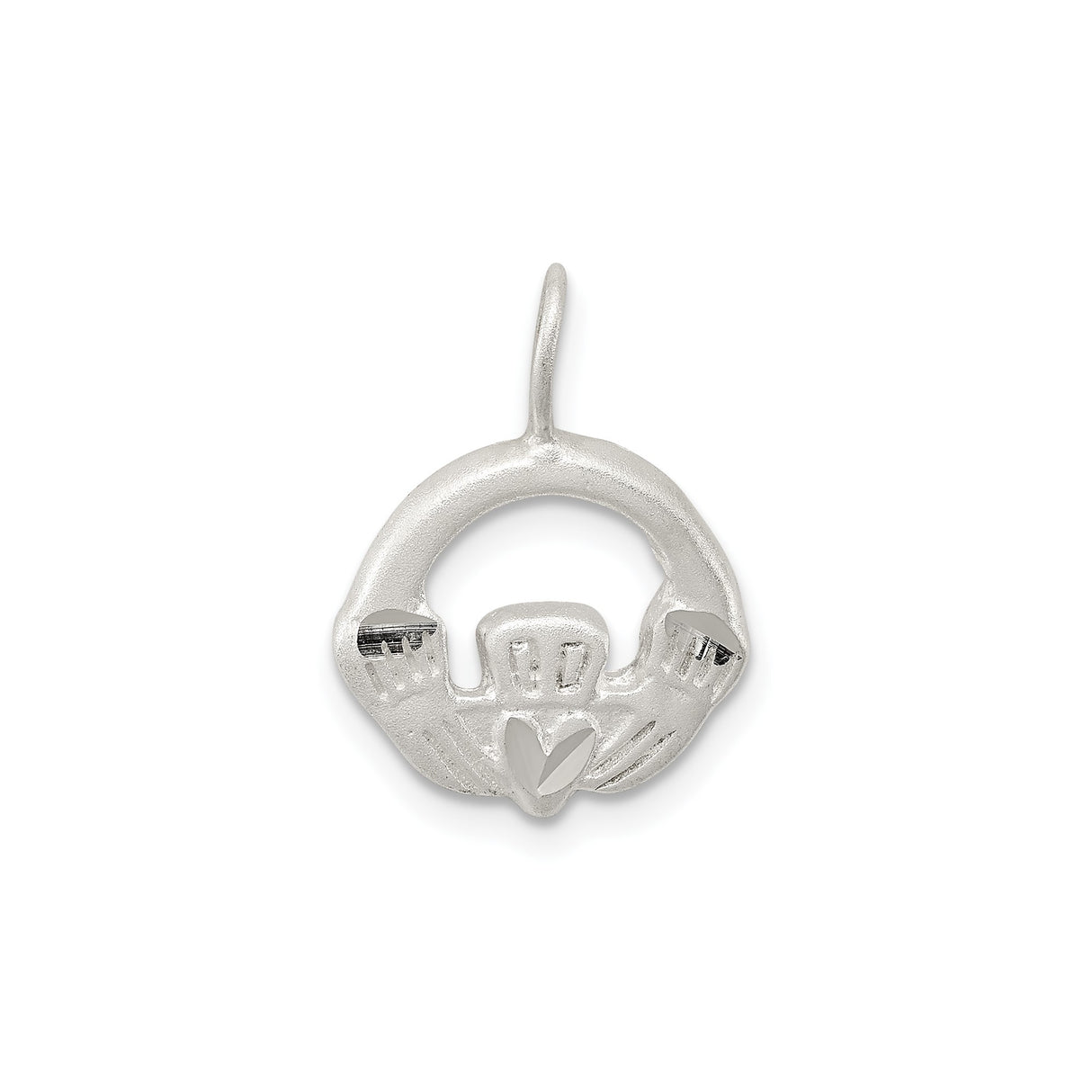 Sterling Silver Claddagh Pendant with Heart, Hands, and Crown Irish Symbol
