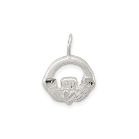 Sterling Silver Claddagh Pendant with Heart, Hands, and Crown Irish Symbol