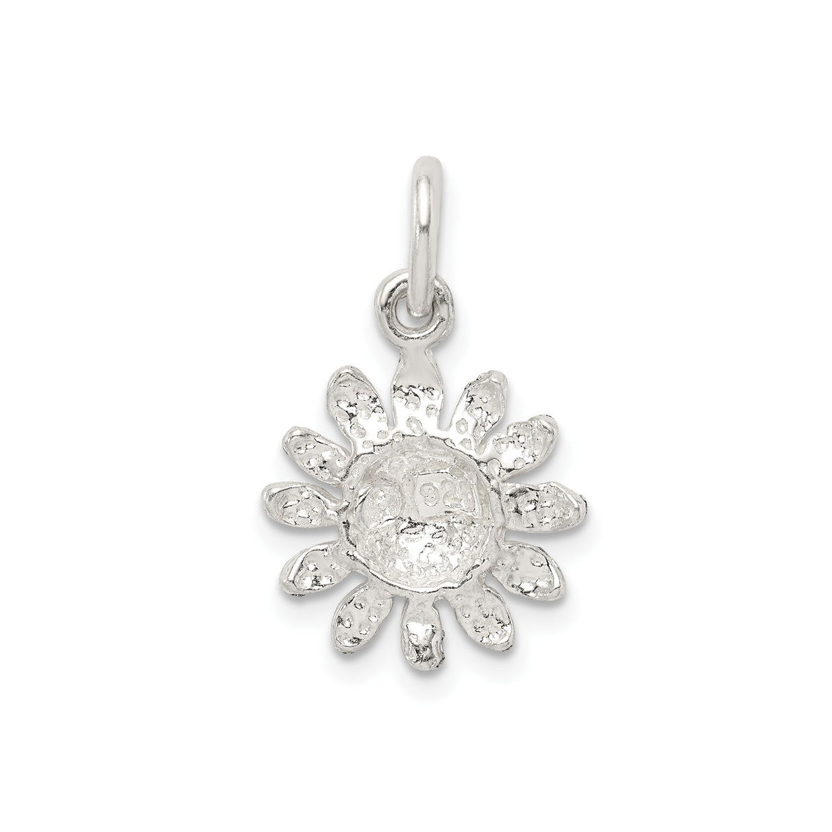 Sterling Silver Sunflower Pendant Charm, Textured Floral Design, Nature Jewelry for Women or Girls