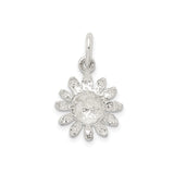 Sterling Silver Sunflower Pendant Charm, Textured Floral Design, Nature Jewelry for Women or Girls