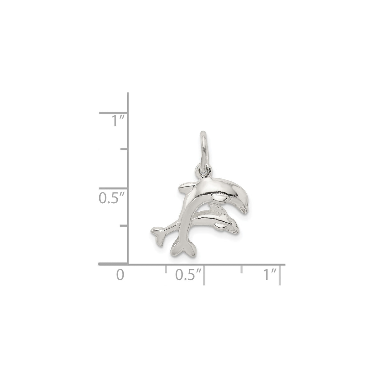 Sterling Silver Dolphin Pendant with Two Jumping Dolphins, Ocean Theme Charm Jewelry