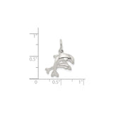 Sterling Silver Dolphin Pendant with Two Jumping Dolphins, Ocean Theme Charm Jewelry