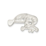 Sterling Silver Manatee and Calf Pendant, Ocean Life Jewelry, Marine Animal Theme