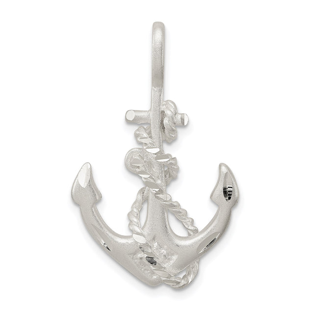 Sterling Silver Anchor Pendant with Twisted Rope Design, Nautical Symbol for Men and Unisex