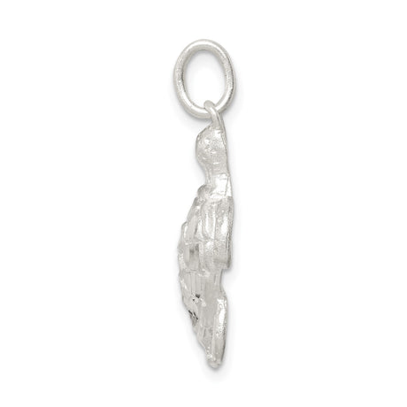 Sterling Silver Sea Turtle Pendant with Textured Shell Design, Ocean-Inspired Charm