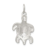 Sterling Silver Sea Turtle Pendant with Textured Shell Design, Ocean-Inspired Charm