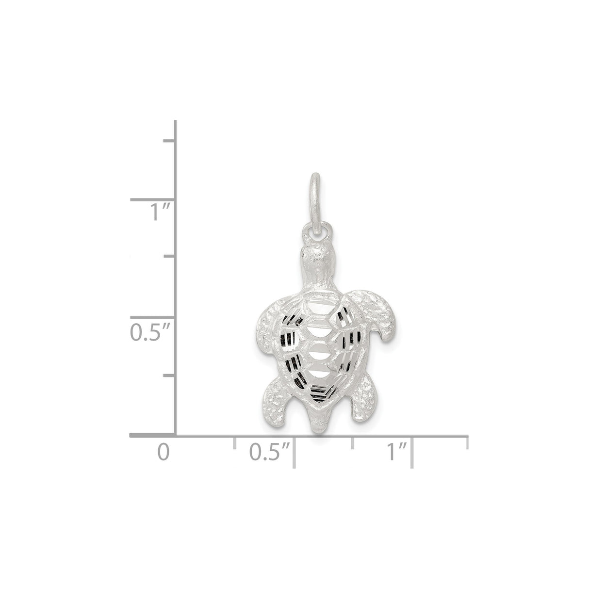 Sterling Silver Sea Turtle Pendant with Textured Shell Design, Ocean-Inspired Charm