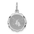 Sterling Silver Wedding Pendant with Bells, Ribbon, and Scalloped Edge Theme for Women