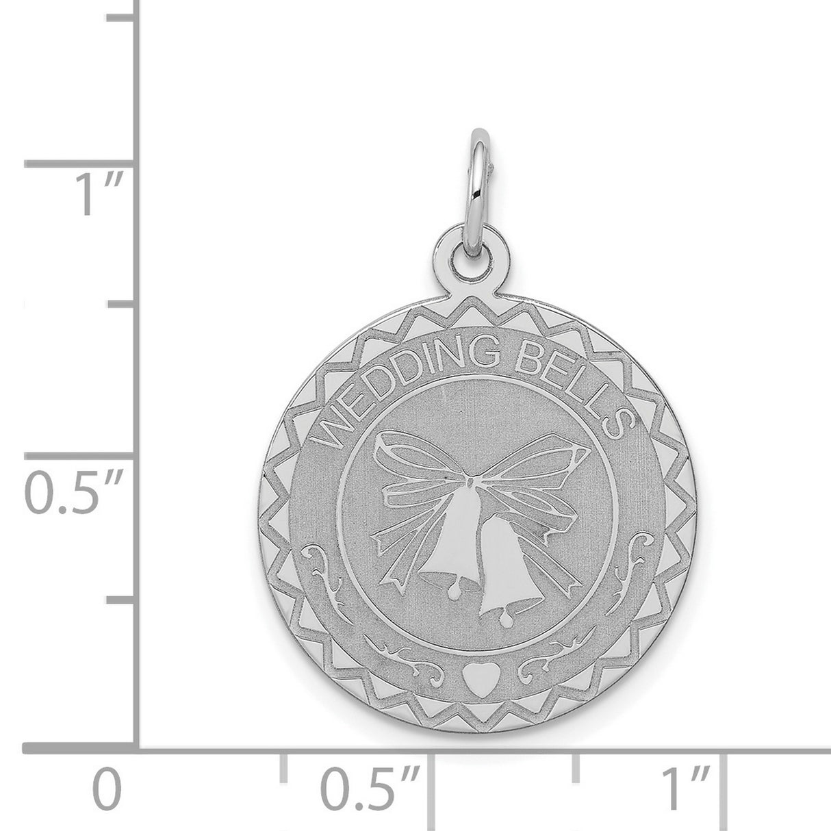 Sterling Silver Wedding Bells Pendant with Bow and Heart Design, Bridal Charm