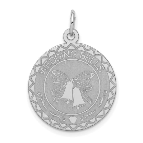 Sterling Silver Wedding Bells Pendant with Bow and Heart Design, Bridal Charm