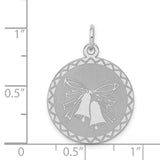Sterling Silver Pendant with Ribbon and Bells Design, Symbol of Love and Marriage