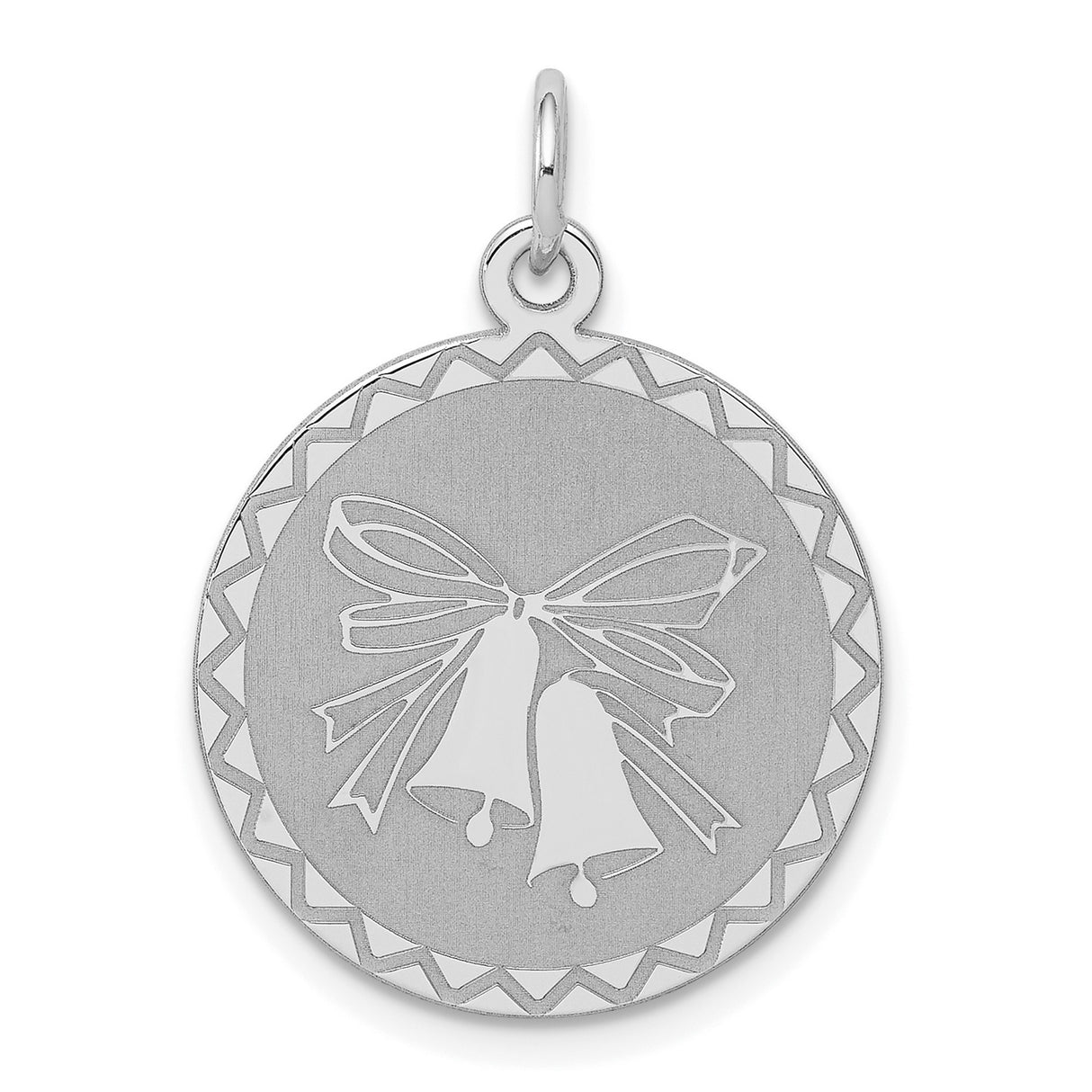 Sterling Silver Pendant with Ribbon and Bells Design, Symbol of Love and Marriage