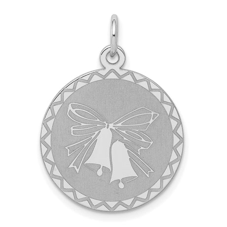 Sterling Silver Pendant with Ribbon and Bells Design, Symbol of Love and Marriage