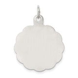 Sterling Silver Wedding Bells Pendant with Ribbon and Scalloped Edge, Romantic Bridal Jewelry