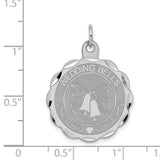 Sterling Silver Wedding Bells Pendant with Ribbon and Scalloped Edge, Romantic Bridal Jewelry