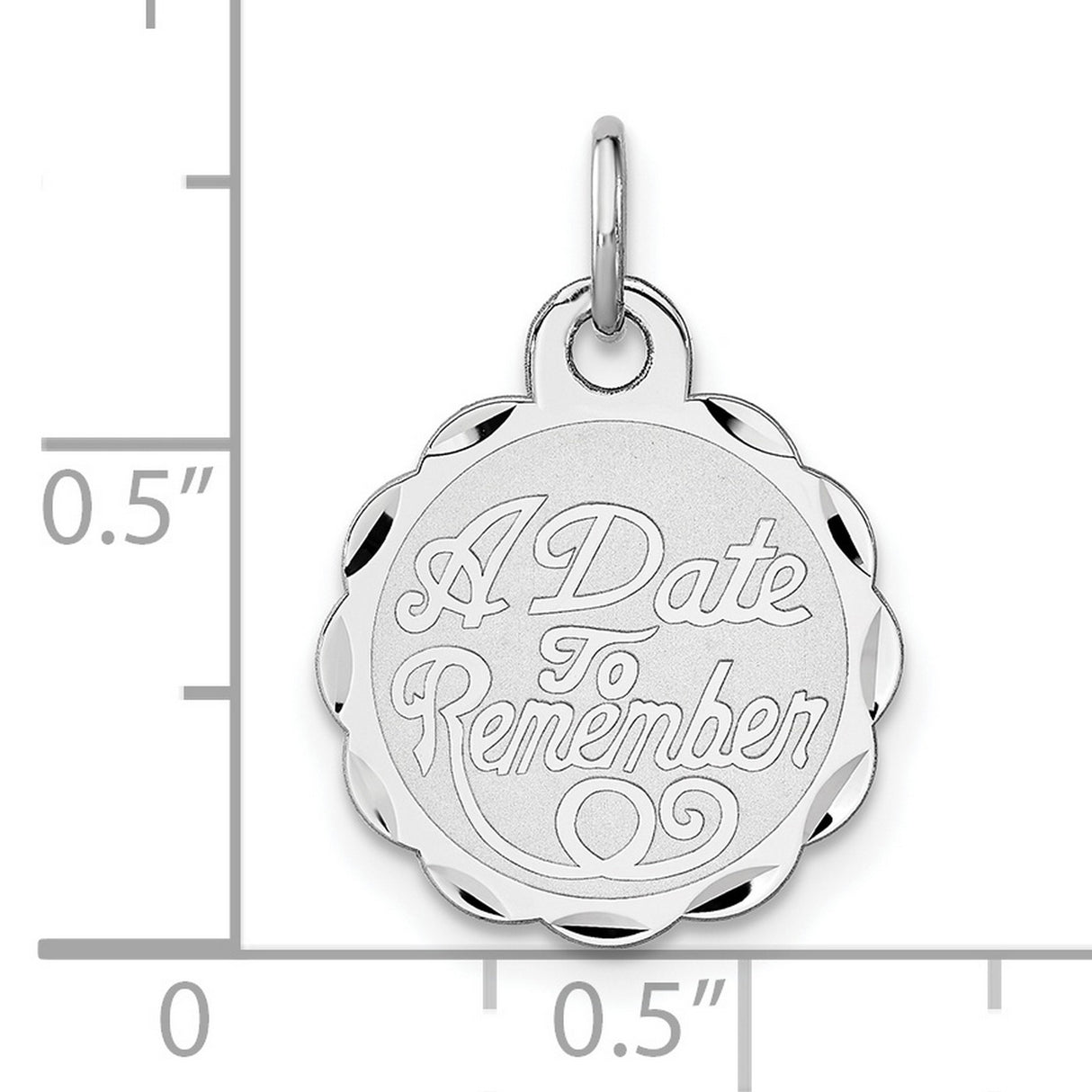 Sterling Silver Pendant Charm with Date to Remember Script, Commemorative Disc Jewelry