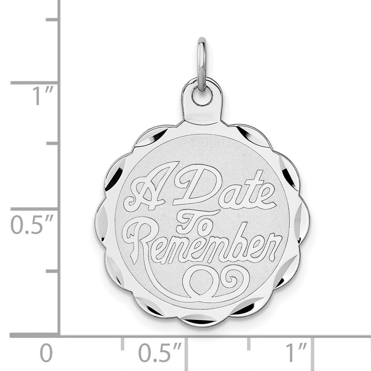 Sterling Silver Pendant with Scalloped Edge, Romantic Custom Disc for Special Date or Milestone