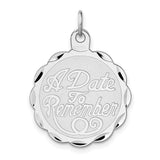 Sterling Silver Pendant with Scalloped Edge, Romantic Custom Disc for Special Date or Milestone