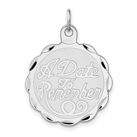 Sterling Silver Pendant with Scalloped Edge, Romantic Custom Disc for Special Date or Milestone