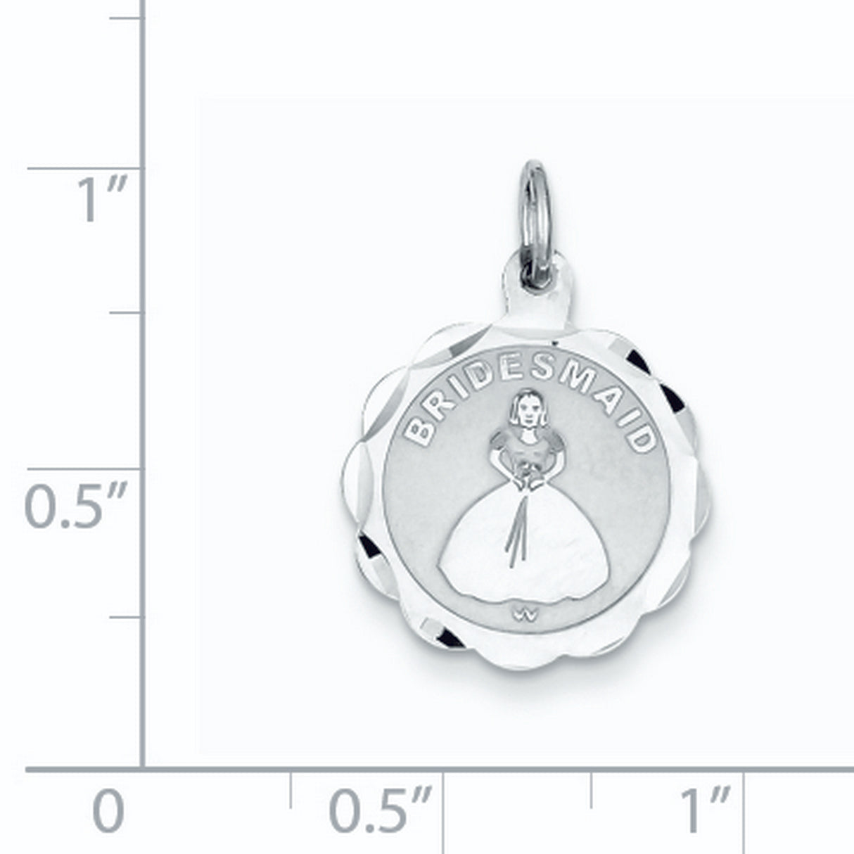 Sterling Silver Pendant with Bridesmaid Gown Design, Bridal Party Keepsake Charm for Women