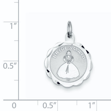 Sterling Silver Pendant with Bridesmaid Gown Design, Bridal Party Keepsake Charm for Women