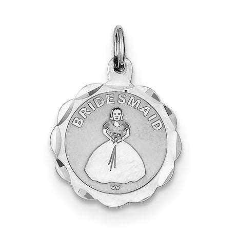 Sterling Silver Pendant with Bridesmaid Gown Design, Bridal Party Keepsake Charm for Women