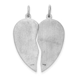 Break Apart Mizpah Coin Emotional Bond Words on Heart Shaped Charm Pendant in Real 925 Sterling Silver