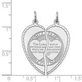 Break Apart Mizpah Coin Emotional Bond Words on Heart Shaped Charm Pendant in Real 925 Sterling Silver