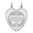 Break Apart Mizpah Coin Emotional Bond Words on Heart Shaped Charm Pendant in Real 925 Sterling Silver