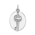 Sterling Silver Key Pendant with Ornate Vintage Design and Round Disc Charm for Women