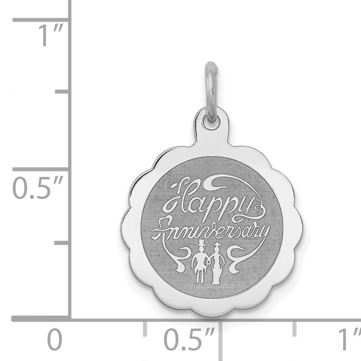 Sterling Silver Pendant with Scalloped Edge and Couple Silhouette, Romantic Keepsake Jewelry