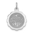 Sterling Silver Pendant with Scalloped Edge and Couple Silhouette, Romantic Keepsake Jewelry