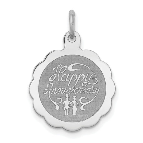 Sterling Silver Pendant with Scalloped Edge and Couple Silhouette, Romantic Keepsake Jewelry